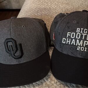 Gray and Black OU Baseball Caps - Big 12 Football Champions Embroidered